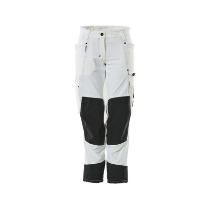 Pantaloni cu buzunare la genunchi, femei, pantaloni diamant, alb
