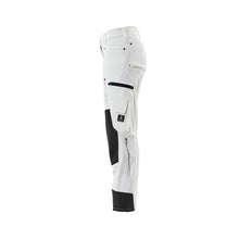 Pantaloni cu buzunare la genunchi, femei, pantaloni diamant, alb