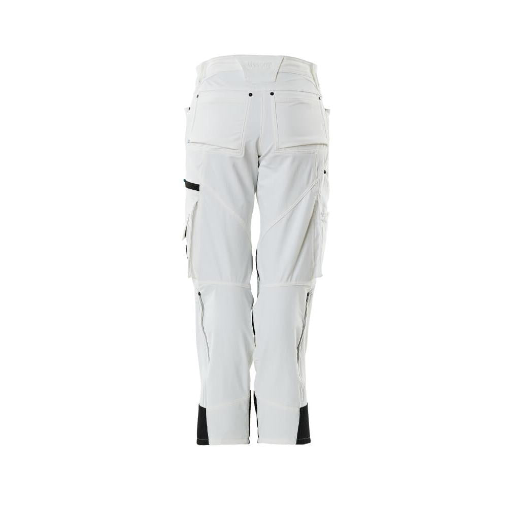 Pantaloni cu buzunare la genunchi, femei, pantaloni diamant, alb