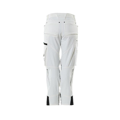 Pantaloni cu buzunare la genunchi, femei, pantaloni diamant, alb