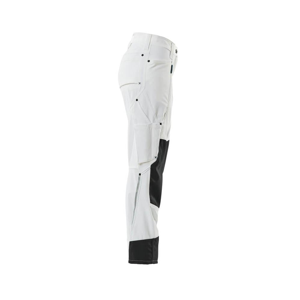 Pantaloni cu buzunare la genunchi, femei, pantaloni diamant, alb