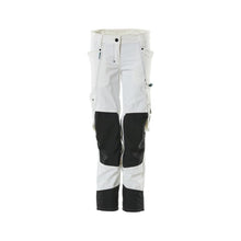 Pantaloni cu buzunare la genunchi, dama, pantaloni Pearl, alb