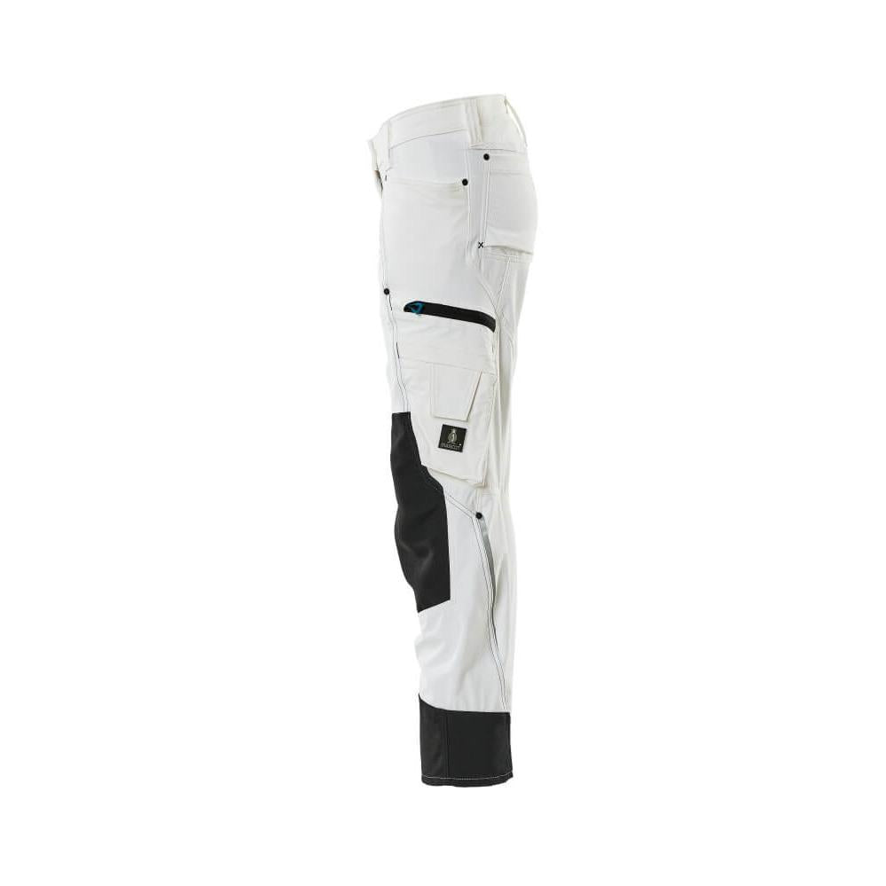 Pantaloni cu buzunare la genunchi, dama, pantaloni Pearl, alb