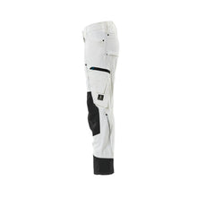 Pantaloni cu buzunare la genunchi, dama, pantaloni Pearl, alb