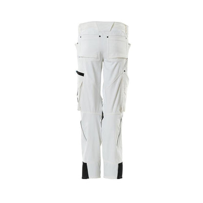 Pantaloni cu buzunare la genunchi, dama, pantaloni Pearl, alb