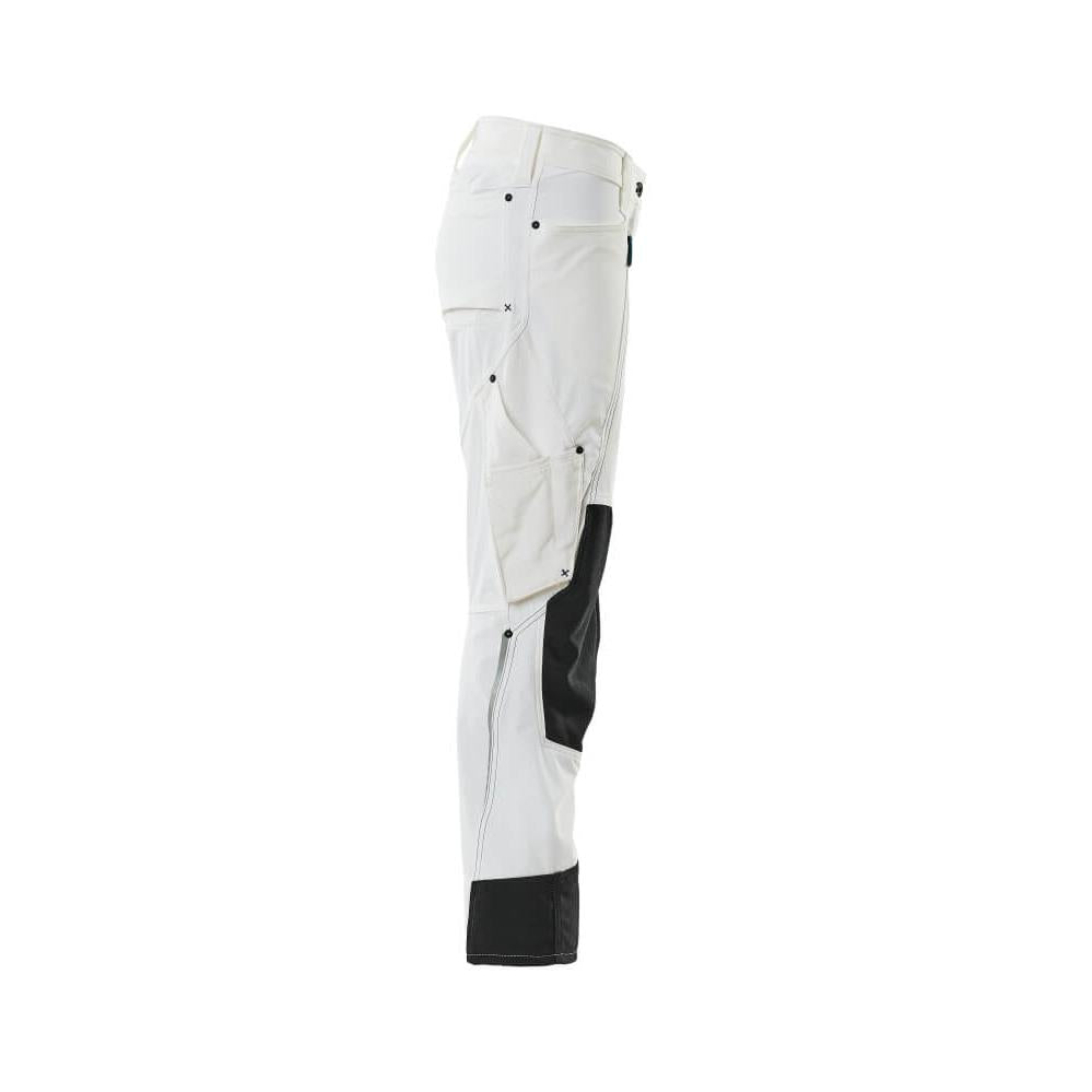 Pantaloni cu buzunare la genunchi, dama, pantaloni Pearl, alb