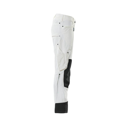 Pantaloni cu buzunare la genunchi, dama, pantaloni Pearl, alb
