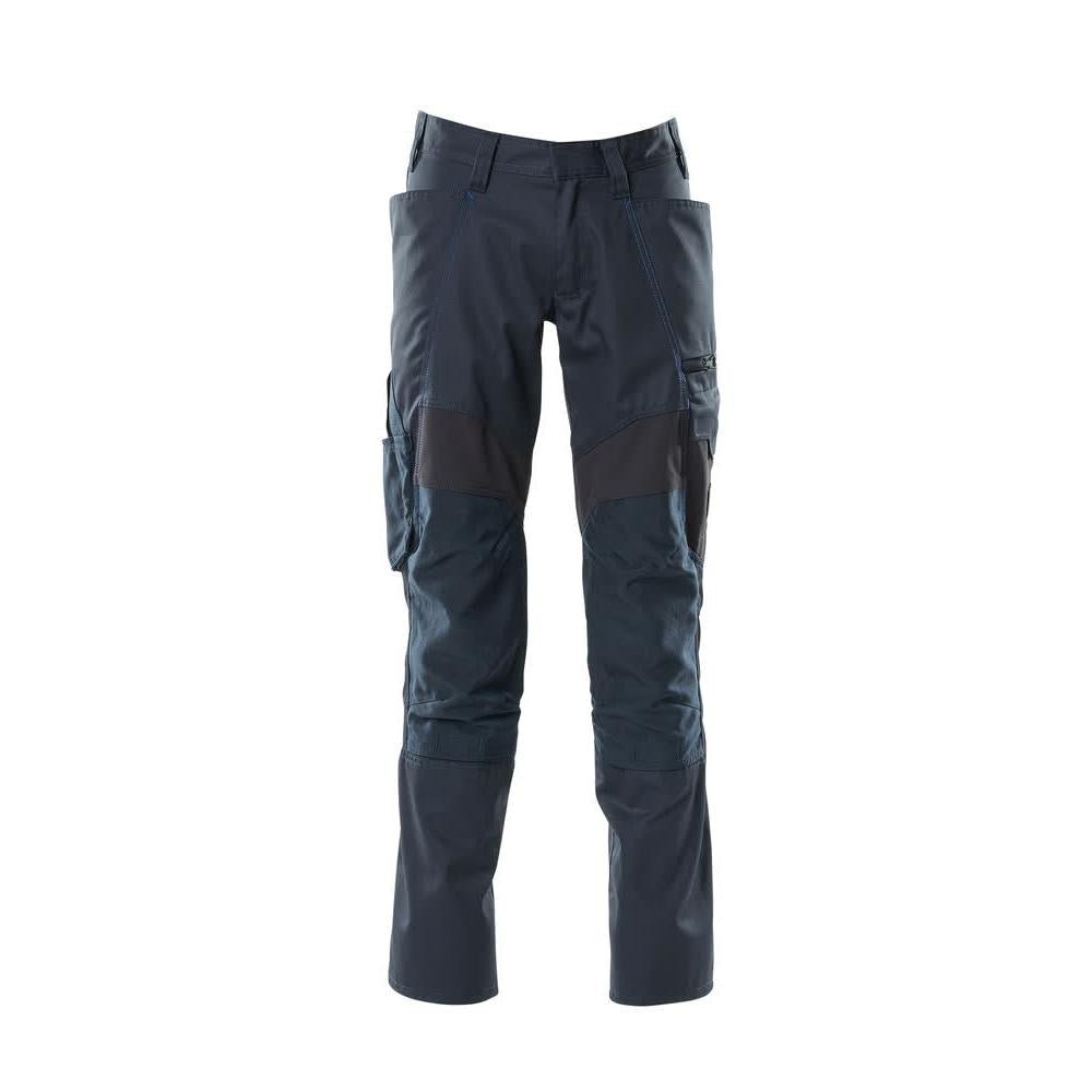 Pantaloni cu buzunare pentru genunchi, pantaloni cu inserții elastice, negru-albastru