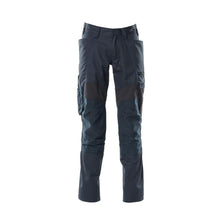 Pantaloni cu buzunare pentru genunchi, pantaloni cu inserții elastice, negru-albastru