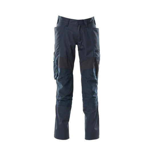 Pantaloni cu buzunare pentru genunchi, pantaloni cu inserții elastice, negru-albastru