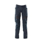 Pantaloni cu buzunare pentru genunchi, pantaloni cu inserții elastice, negru-albastru