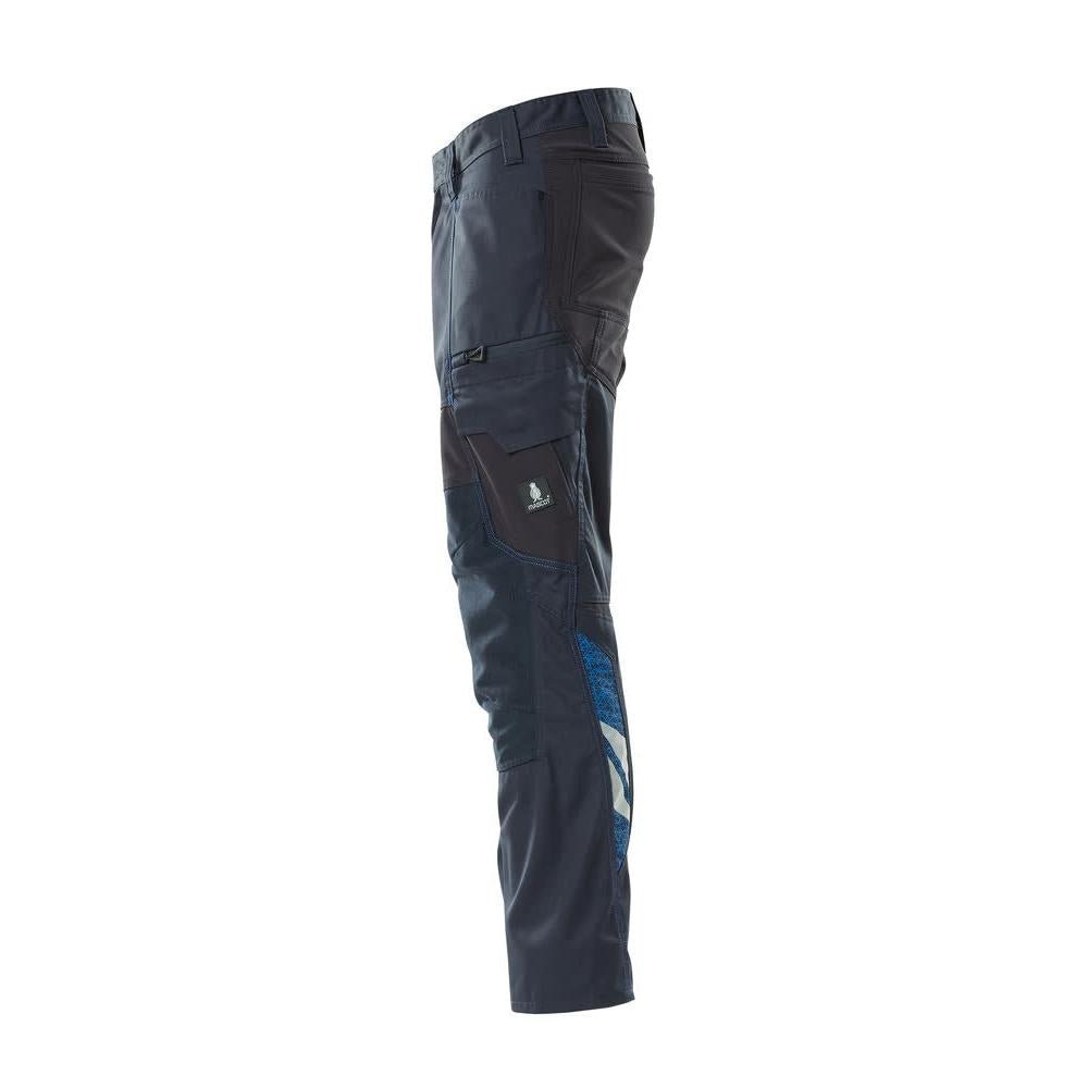 Pantaloni cu buzunare pentru genunchi, pantaloni cu inserții elastice, negru-albastru