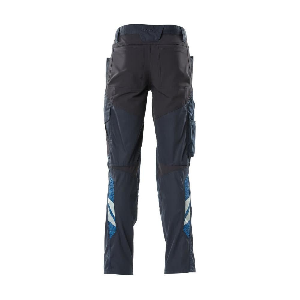 Pantaloni cu buzunare pentru genunchi, pantaloni cu inserții elastice, negru-albastru