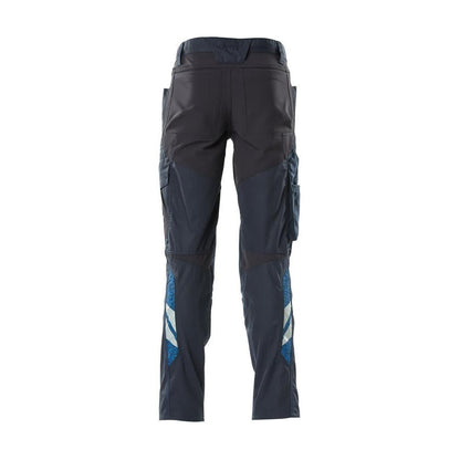 Pantaloni cu buzunare pentru genunchi, pantaloni cu inserții elastice, negru-albastru