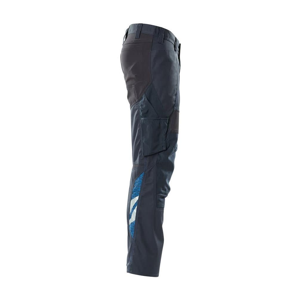 Pantaloni cu buzunare pentru genunchi, pantaloni cu inserții elastice, negru-albastru