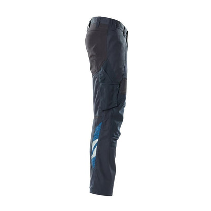 Pantaloni cu buzunare pentru genunchi, pantaloni cu inserții elastice, negru-albastru