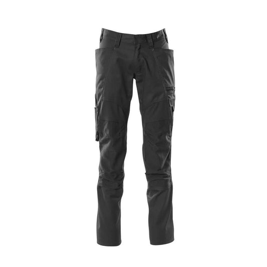 Pantaloni cu buzunare pentru genunchi, pantaloni cu inserții elastice, negri