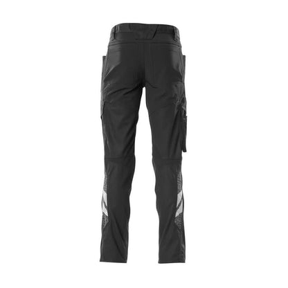 Pantaloni cu buzunare pentru genunchi, pantaloni cu inserții elastice, negri
