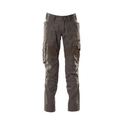 Pantaloni cu buzunare pentru genunchi, pantaloni cu inserții elastice, antracit închis