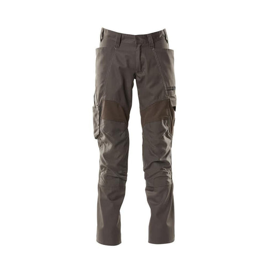 Pantaloni cu buzunare pentru genunchi, pantaloni cu inserții elastice, antracit închis