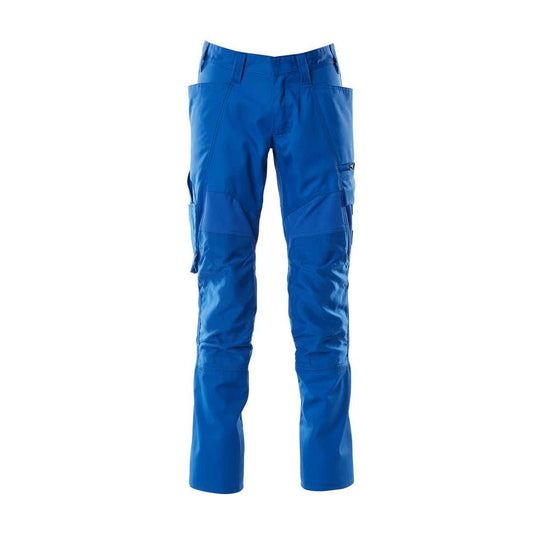 Pantaloni cu buzunare pentru genunchi, pantaloni cu inserții elastice, albastru azuriu