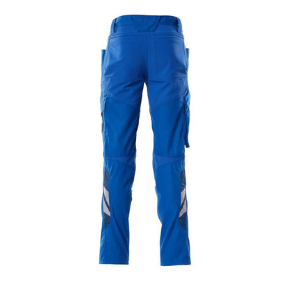Pantaloni cu buzunare pentru genunchi, pantaloni cu inserții elastice, albastru azuriu