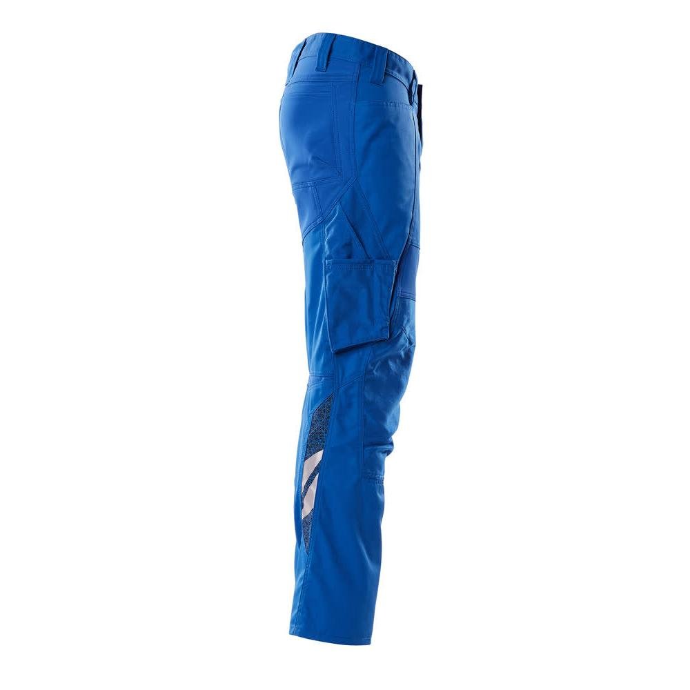 Pantaloni cu buzunare pentru genunchi, pantaloni cu inserții elastice, albastru azuriu