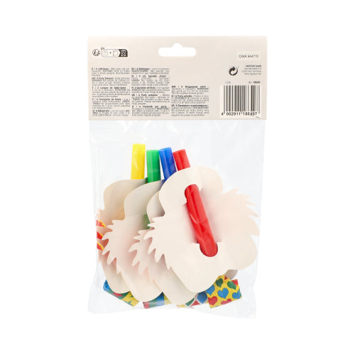 O pungă transparentă de la PAPSTAR GmbH conține 4 fețe de clovn colorate, care sunt perfecte pentru petreceri și festivități. Eticheta de ambalaj cu text și cod de bare este vizibilă - un accesoriu amuzant pentru ocazii festive!