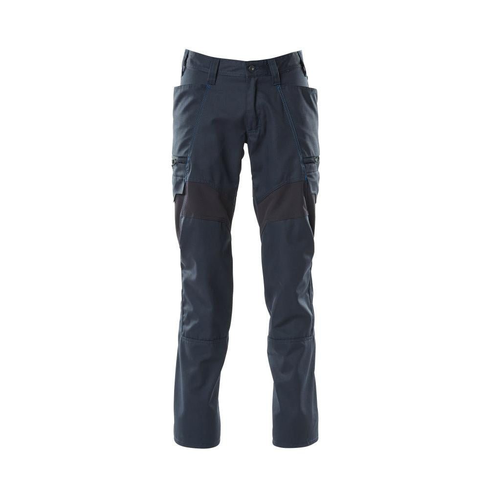 Pantaloni, buzunare pe coapsă, pantaloni cu inserții elastice, negru-albastru