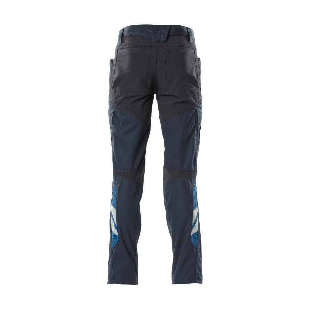 Pantaloni, buzunare pe coapsă, pantaloni cu inserții elastice, negru-albastru