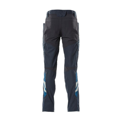 Pantaloni, buzunare pe coapsă, pantaloni cu inserții elastice, negru-albastru