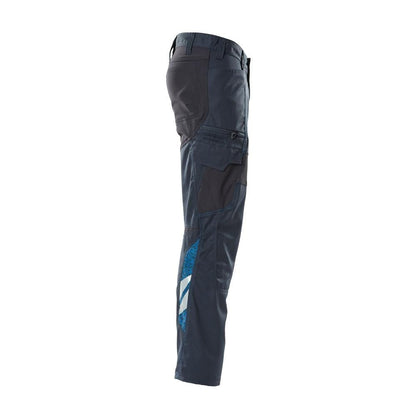 Pantaloni, buzunare pe coapsă, pantaloni cu inserții elastice, negru-albastru