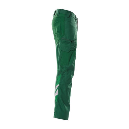 Pantaloni, buzunare pe coapsă, pantaloni cu inserții elastice, verde