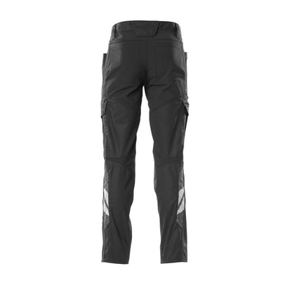 Pantaloni, buzunare pe coapsă, pantaloni cu inserții elastice, negri
