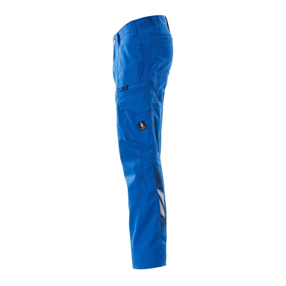 Pantaloni, buzunare pe coapsă, pantaloni cu inserții elastice, albastru azuriu
