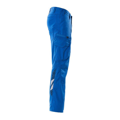 Pantaloni, buzunare pe coapsă, pantaloni cu inserții elastice, albastru azuriu
