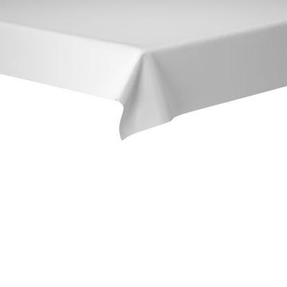 Prim-planul unei fețe de masă Dunisilk de la Duni GmbH, de 118 x 120 cm, arată materialul alb neted, care cade curat peste margine - ideal pentru decorarea mesei de înaltă calitate. Fundalul este alb simplu.
