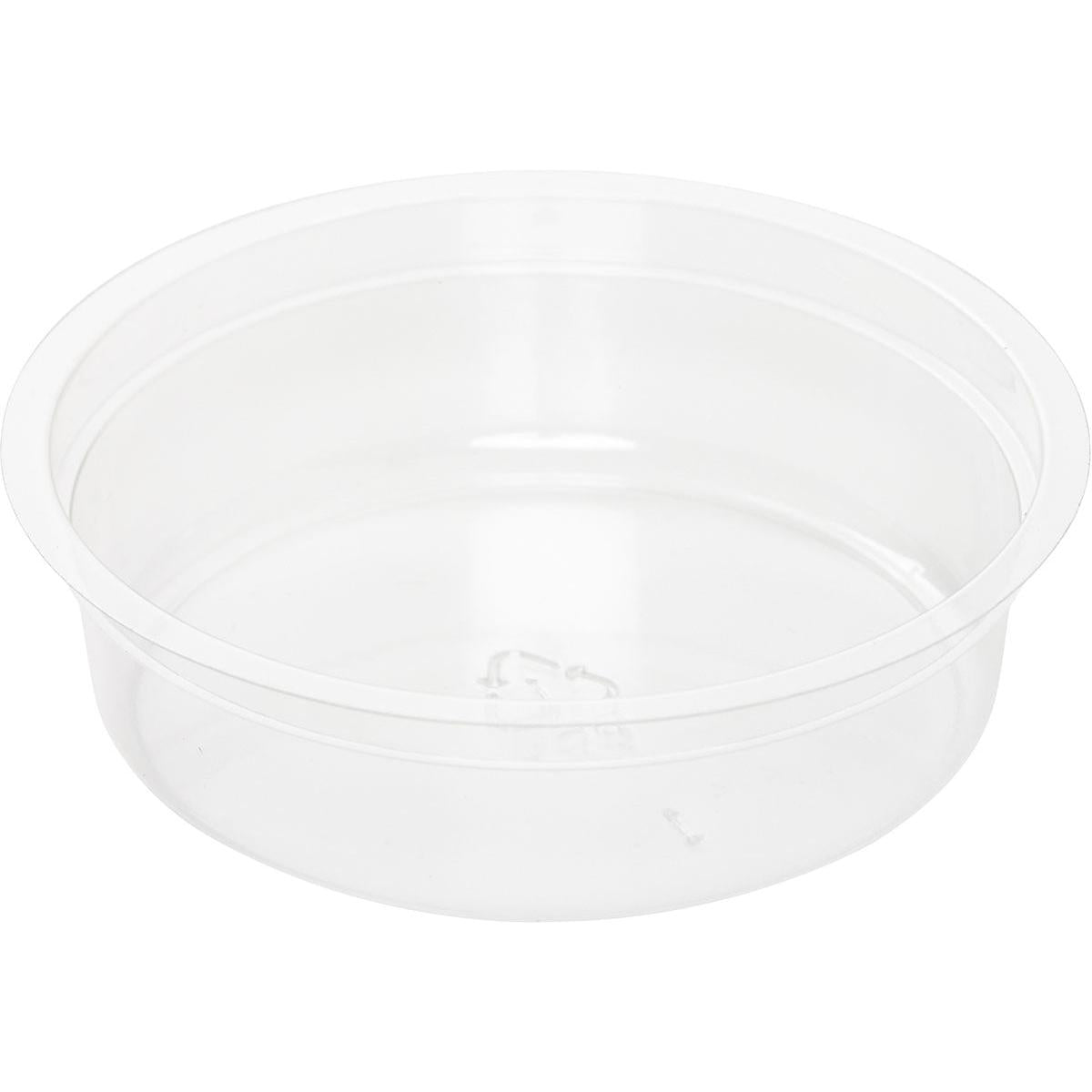 Suportul Duni GmbH pentru pahare Crystal 120 ml containere rPET (pachet de 30 bucăți), transparent și rotund fără capac, este ilustrat pe un fundal alb.