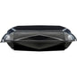 Recipientul de alimente Octaview® L Negru / Transparent APET 225x225x65 de la Duni GmbH este prezentat gol, cu capac clar bine închis, fotografiat din față pe un fundal alb. Ambalaj (100 bucăți).
