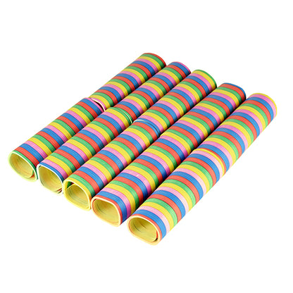 Zece PAPSTAR serpetine 4 m "Dungi" (folie ignifugă) de la PAPSTAR GmbH cu dungi colorate - decorația ideală pentru petrecere.