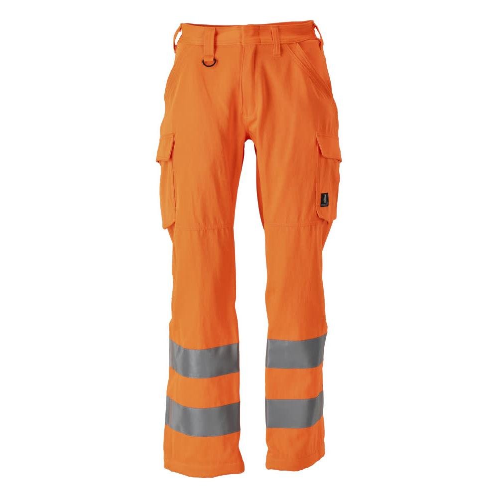 Pantaloni, buzunare pe coapse, pantaloni uni, portocaliu hi-vis