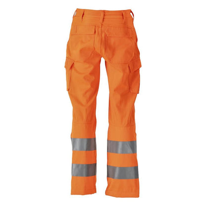 Pantaloni, buzunare pe coapse, pantaloni uni, portocaliu hi-vis