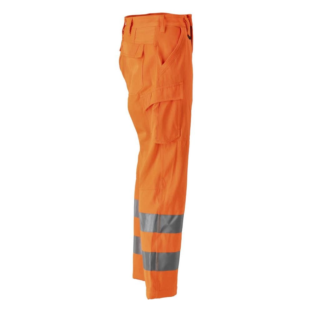 Pantaloni, buzunare pe coapse, pantaloni uni, portocaliu hi-vis