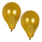 Zwei goldfarbene PAPSTAR 10 Luftballons Ø 25 cm von PAPSTAR GmbH aus hochwertigem Latex schweben als stilvolle Dekoration vor weißem Hintergrund, jeweils mit Knoten und glänzenden Lichtreflexionen.