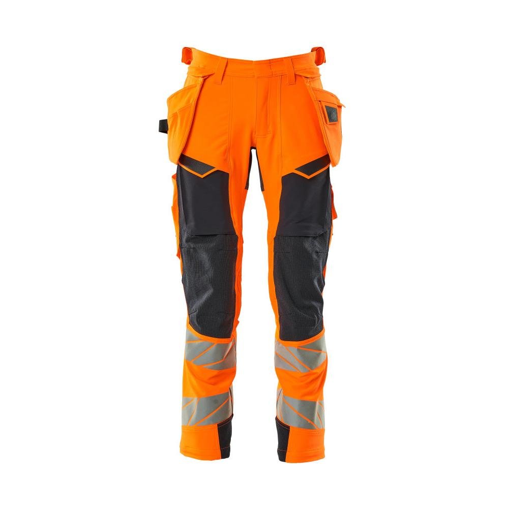 Pantaloni cu buzunare suspendate, pantaloni ULTIMATE STRETCH, portocaliu mare vizibilitate/negru-albastru