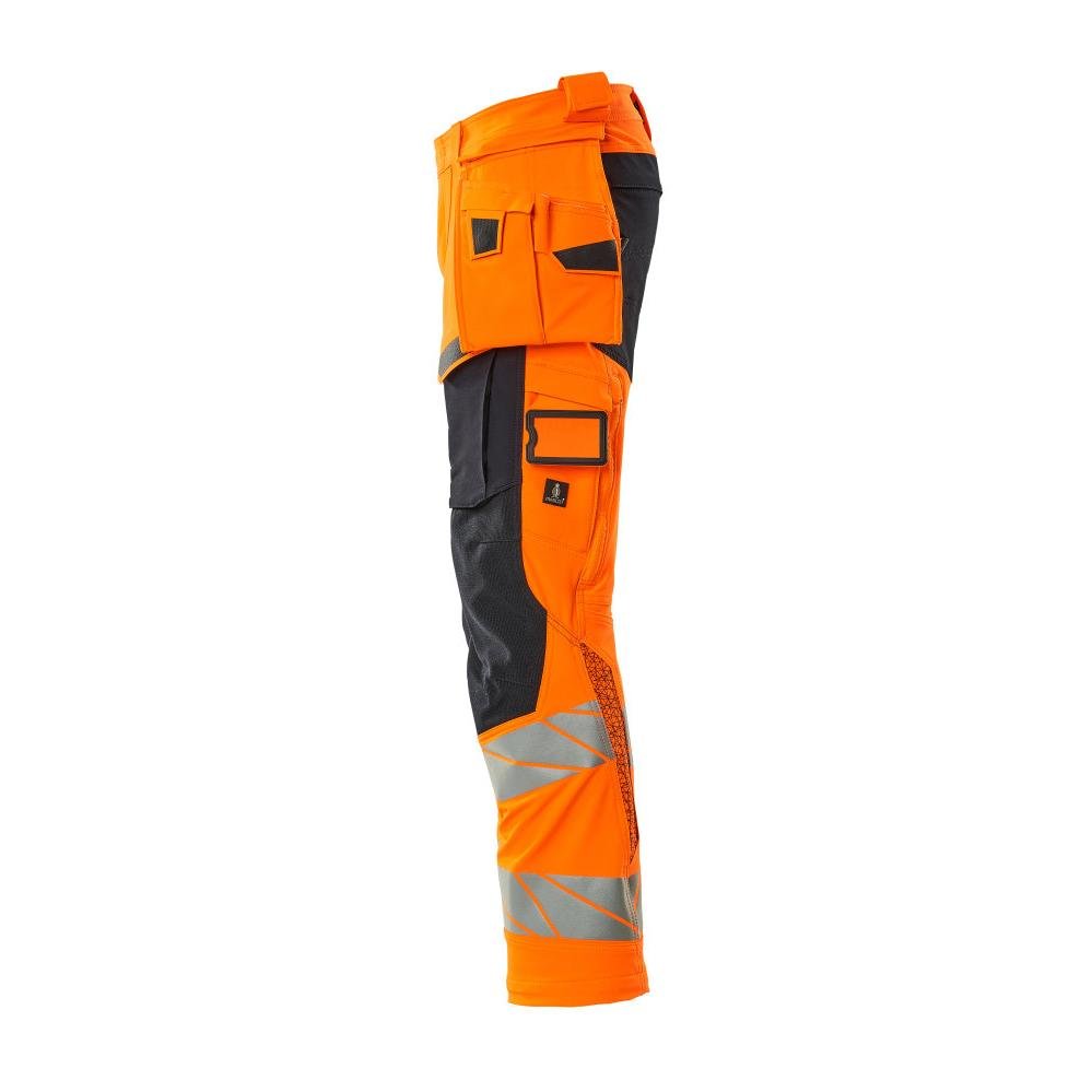 Pantaloni cu buzunare suspendate, pantaloni ULTIMATE STRETCH, portocaliu mare vizibilitate/negru-albastru