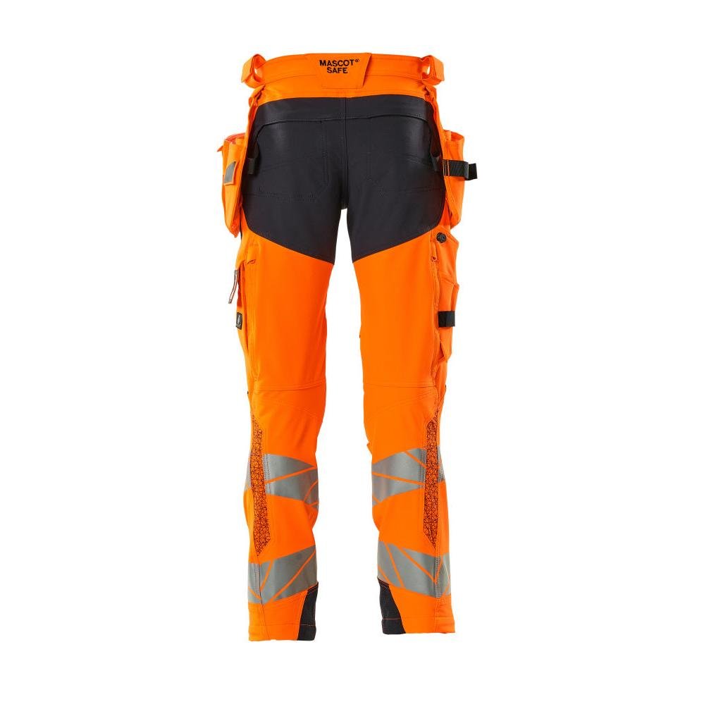 Pantaloni cu buzunare suspendate, pantaloni ULTIMATE STRETCH, portocaliu mare vizibilitate/negru-albastru