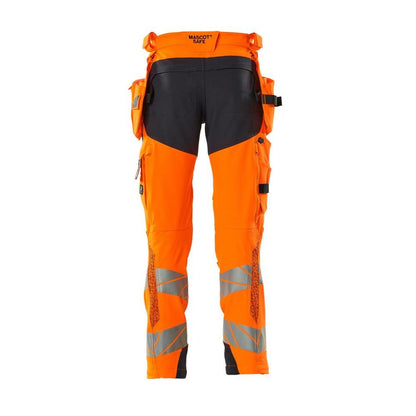 Pantaloni cu buzunare suspendate, pantaloni ULTIMATE STRETCH, portocaliu mare vizibilitate/negru-albastru