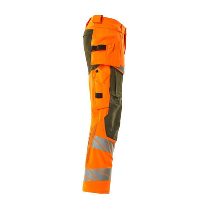 Pantaloni cu buzunare suspendate, pantaloni ULTIMATE STRETCH, portocaliu hi-vis/verde muschi