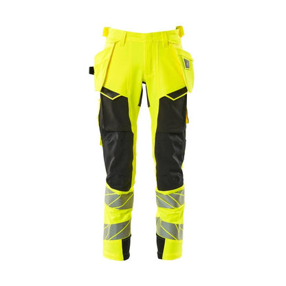 Pantaloni cu buzunare suspendate, pantaloni ULTIMATE STRETCH, galben/negru hi-vis